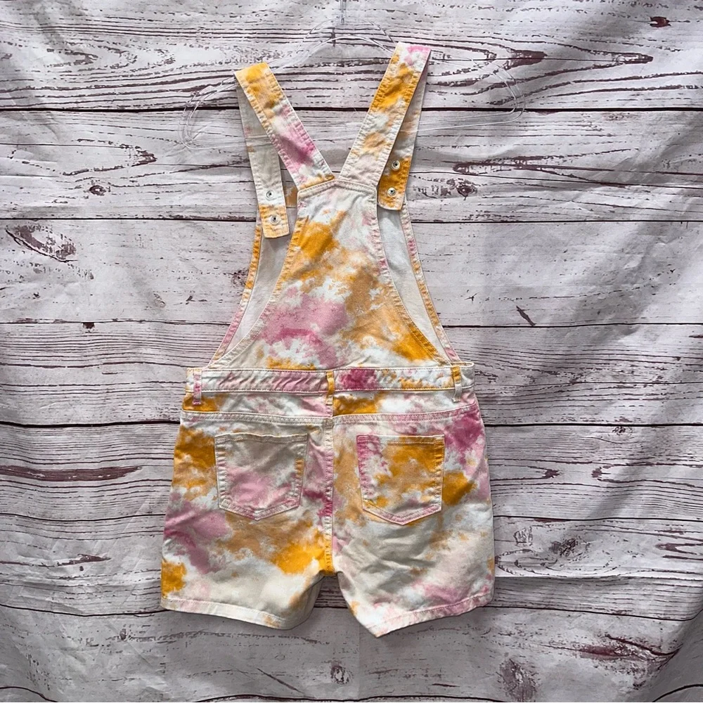 The Children's Place Orange Pink Tie Dye Shortfalls Overall Size 14